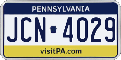 PA license plate JCN4029