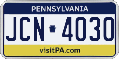 PA license plate JCN4030