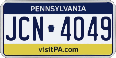PA license plate JCN4049