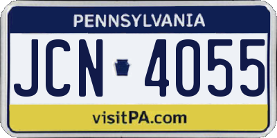 PA license plate JCN4055