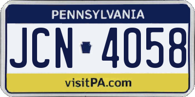 PA license plate JCN4058