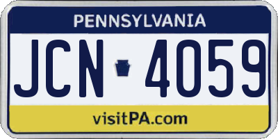 PA license plate JCN4059
