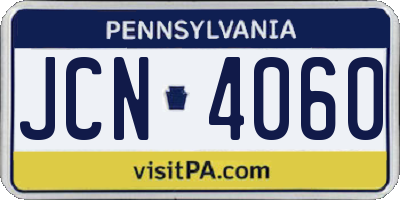 PA license plate JCN4060