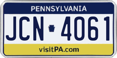 PA license plate JCN4061