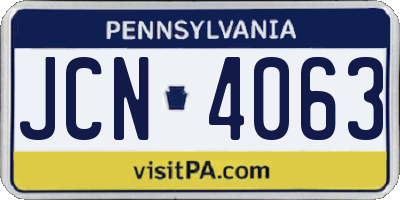 PA license plate JCN4063