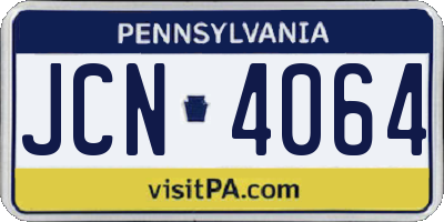 PA license plate JCN4064