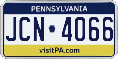 PA license plate JCN4066