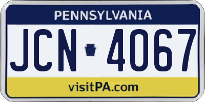 PA license plate JCN4067