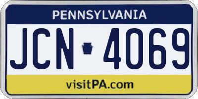 PA license plate JCN4069