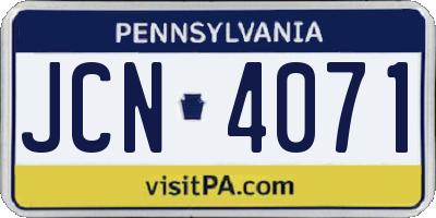 PA license plate JCN4071