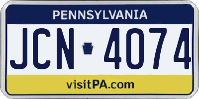 PA license plate JCN4074
