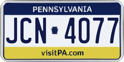 PA license plate JCN4077