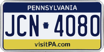PA license plate JCN4080