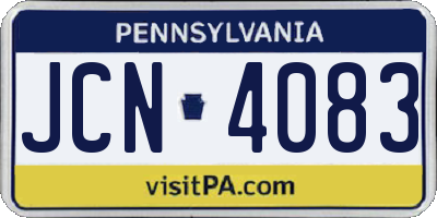 PA license plate JCN4083