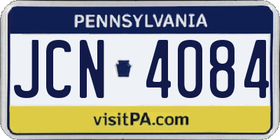 PA license plate JCN4084