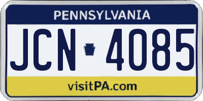 PA license plate JCN4085