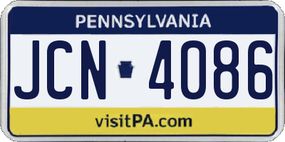 PA license plate JCN4086