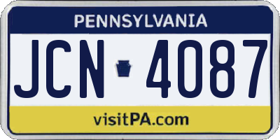 PA license plate JCN4087