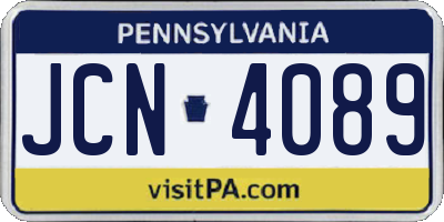 PA license plate JCN4089