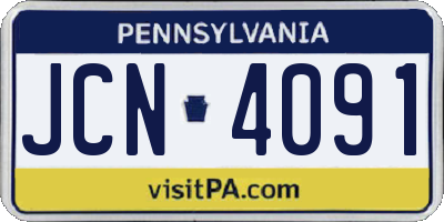 PA license plate JCN4091