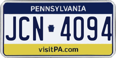 PA license plate JCN4094