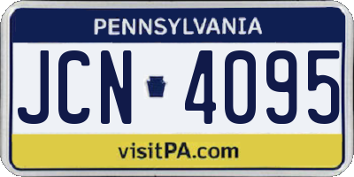 PA license plate JCN4095