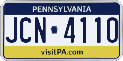 PA license plate JCN4110
