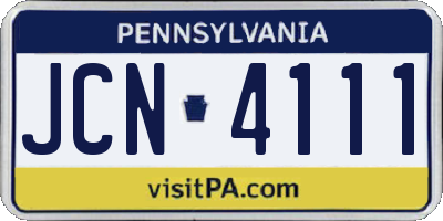 PA license plate JCN4111