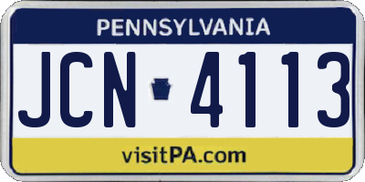 PA license plate JCN4113