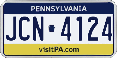 PA license plate JCN4124