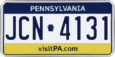 PA license plate JCN4131