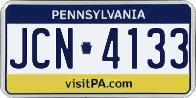 PA license plate JCN4133