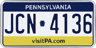 PA license plate JCN4136