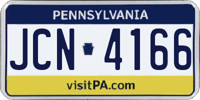 PA license plate JCN4166