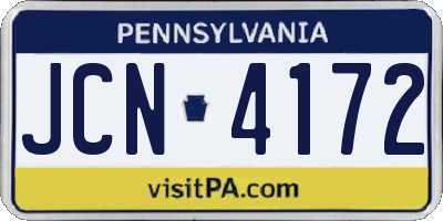 PA license plate JCN4172