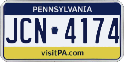 PA license plate JCN4174