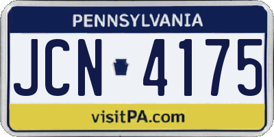 PA license plate JCN4175