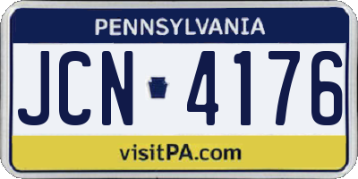 PA license plate JCN4176