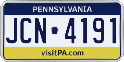 PA license plate JCN4191