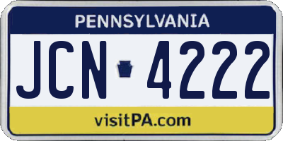 PA license plate JCN4222