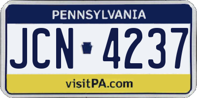PA license plate JCN4237