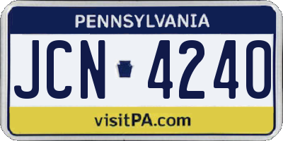 PA license plate JCN4240