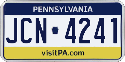 PA license plate JCN4241
