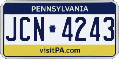 PA license plate JCN4243