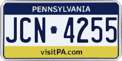 PA license plate JCN4255
