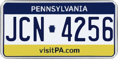 PA license plate JCN4256