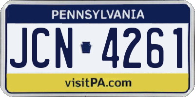 PA license plate JCN4261