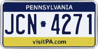 PA license plate JCN4271
