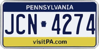 PA license plate JCN4274