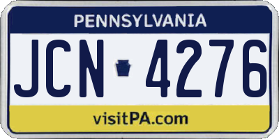 PA license plate JCN4276